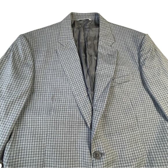 Armani Collezioni Sport Coat Mens 44 L Gray Plaid Lightweight Wool Jacket MINT - Picture 1 of 8